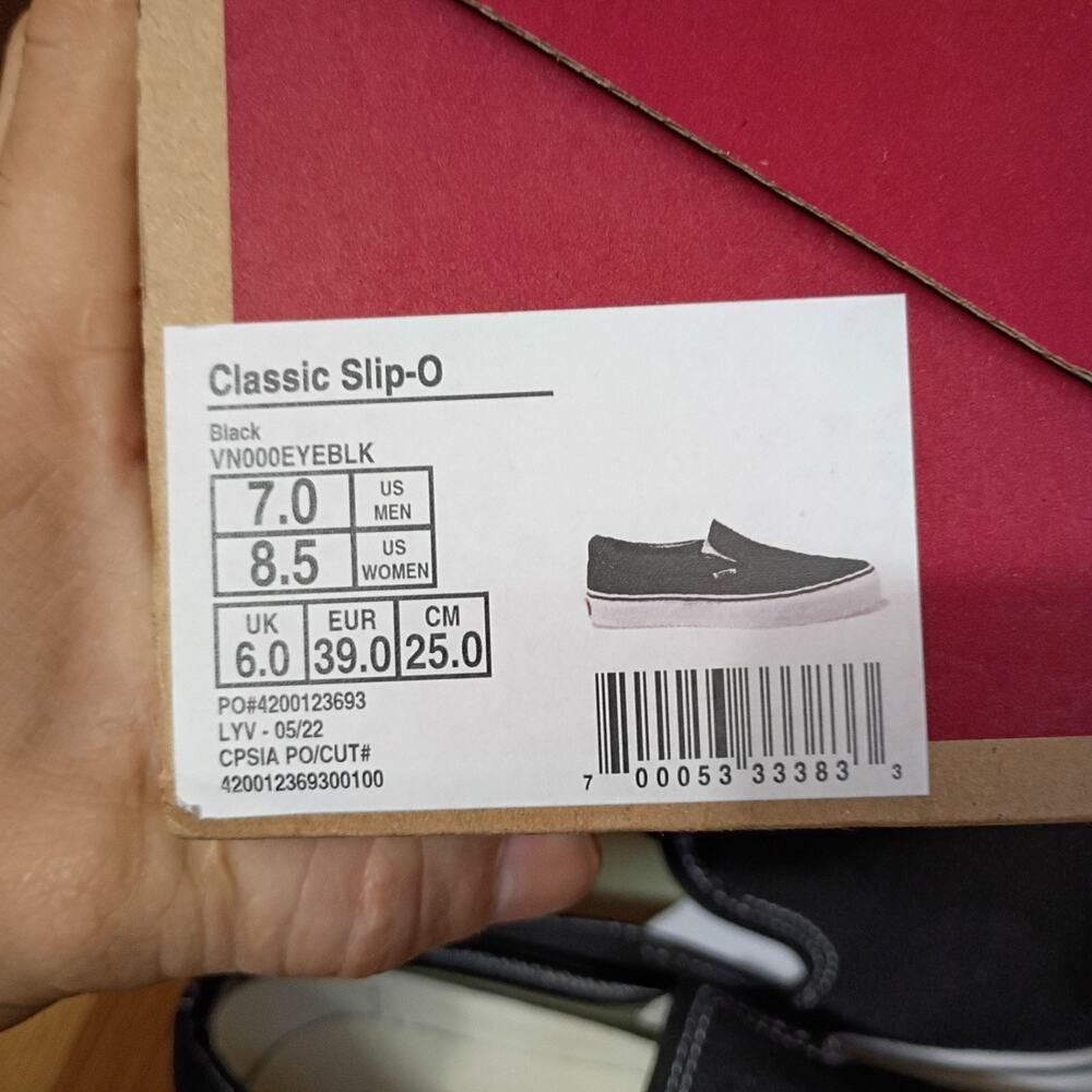 VANS Classic Slip-On lack True black Unisex Shoes men's 7 women's 8.5 - Picture 9 of 10